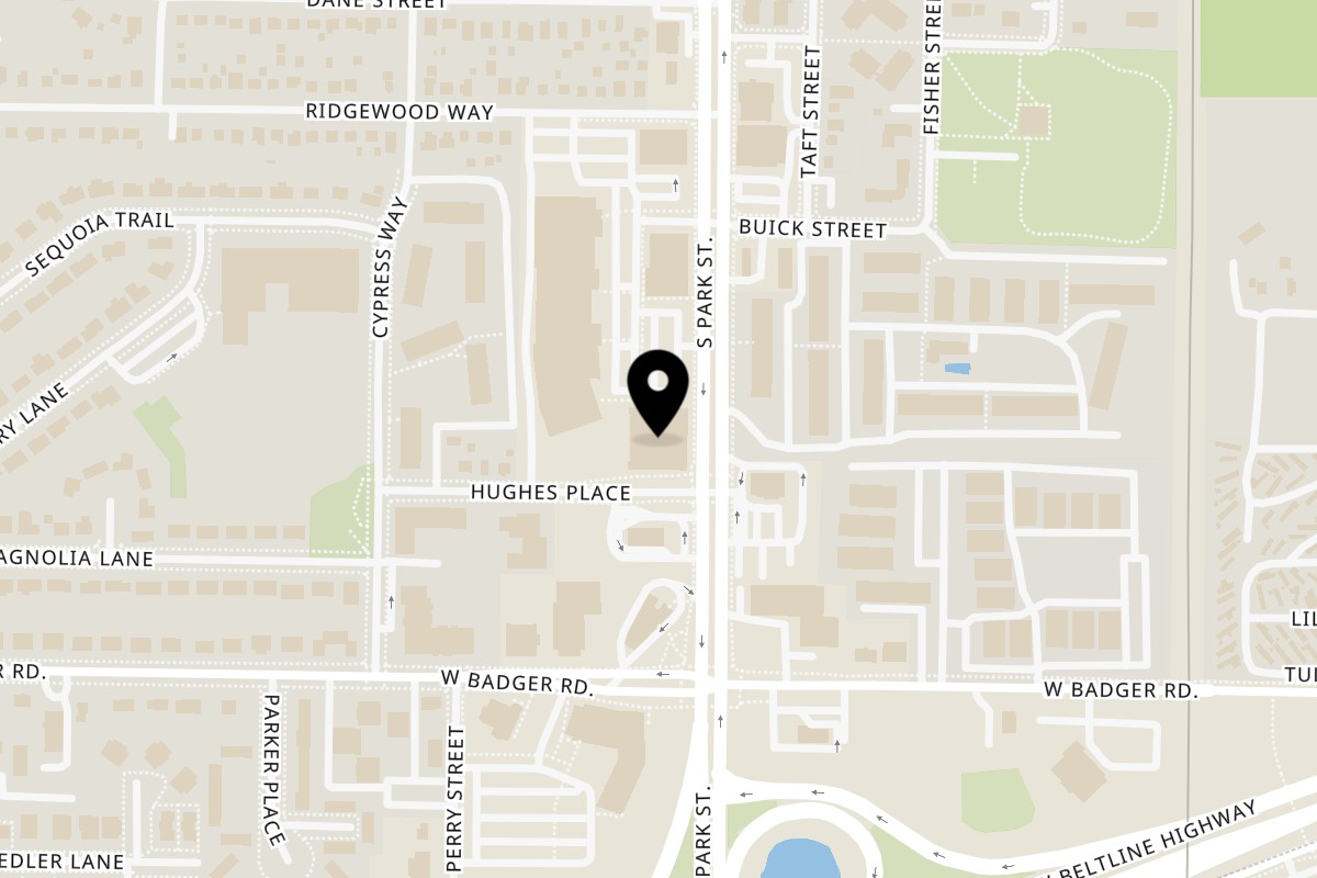 Map showing the location of Rasta Barista on 2352 S Park St #101 in Madison
